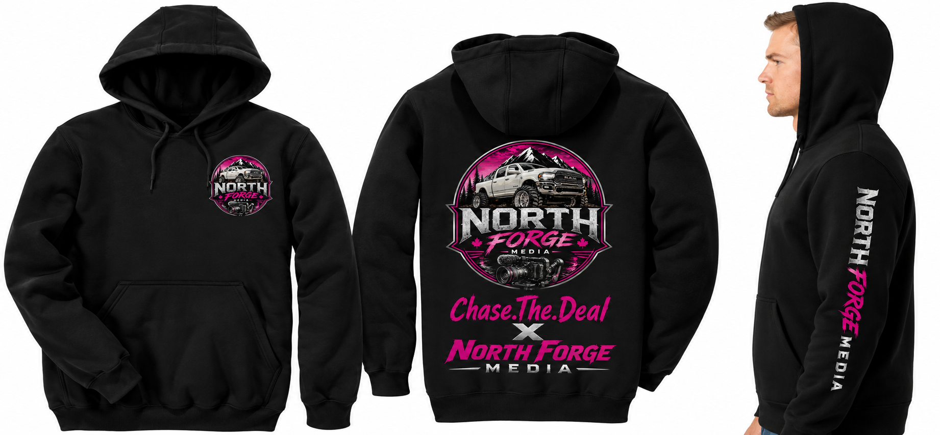 Black North Forge hoodie — back view