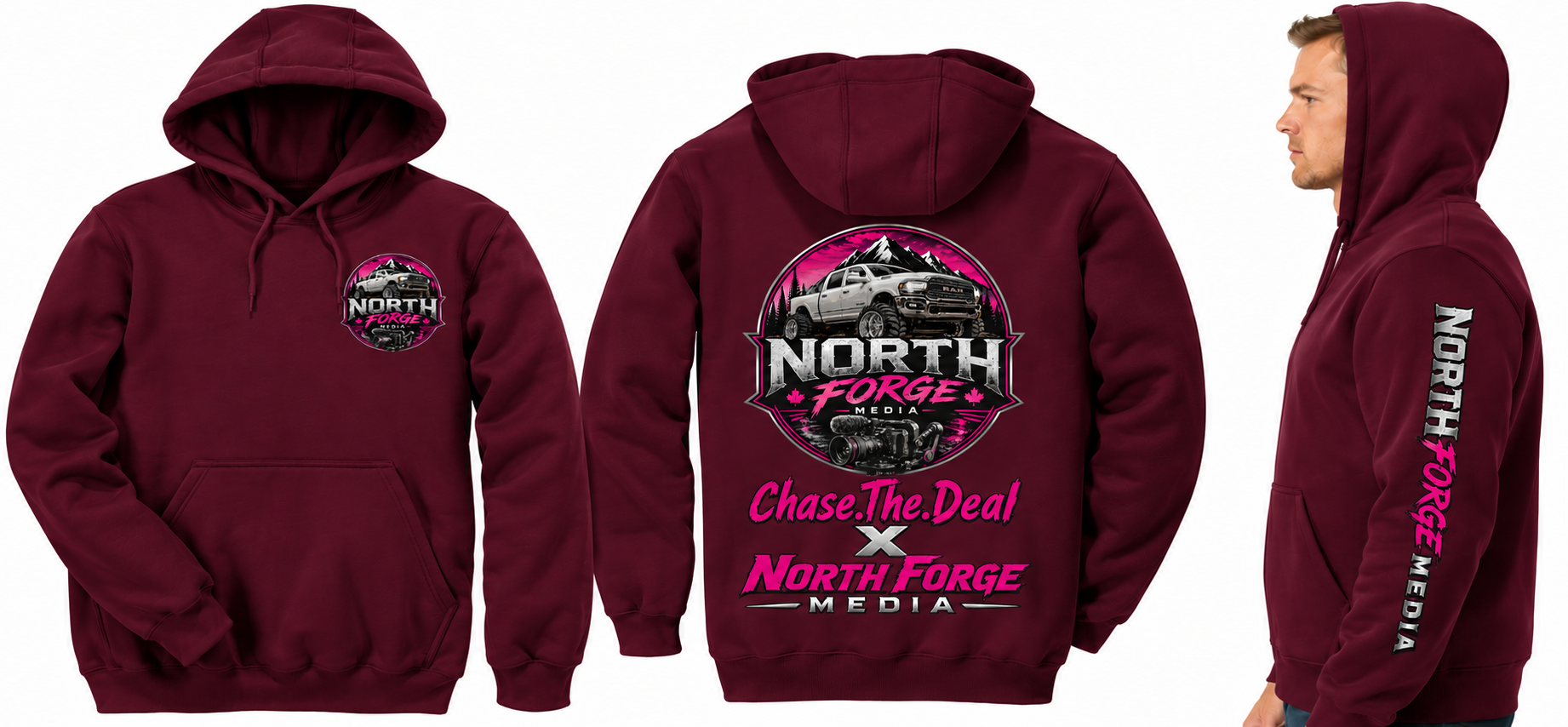 Burgundy North Forge hoodie — front view