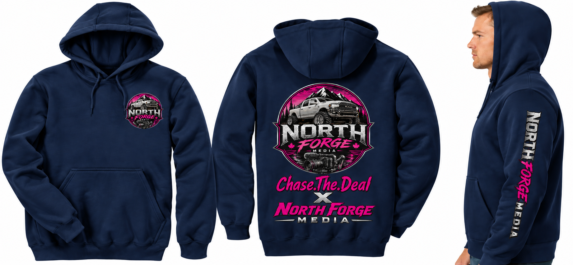 Navy North Forge hoodie — front view