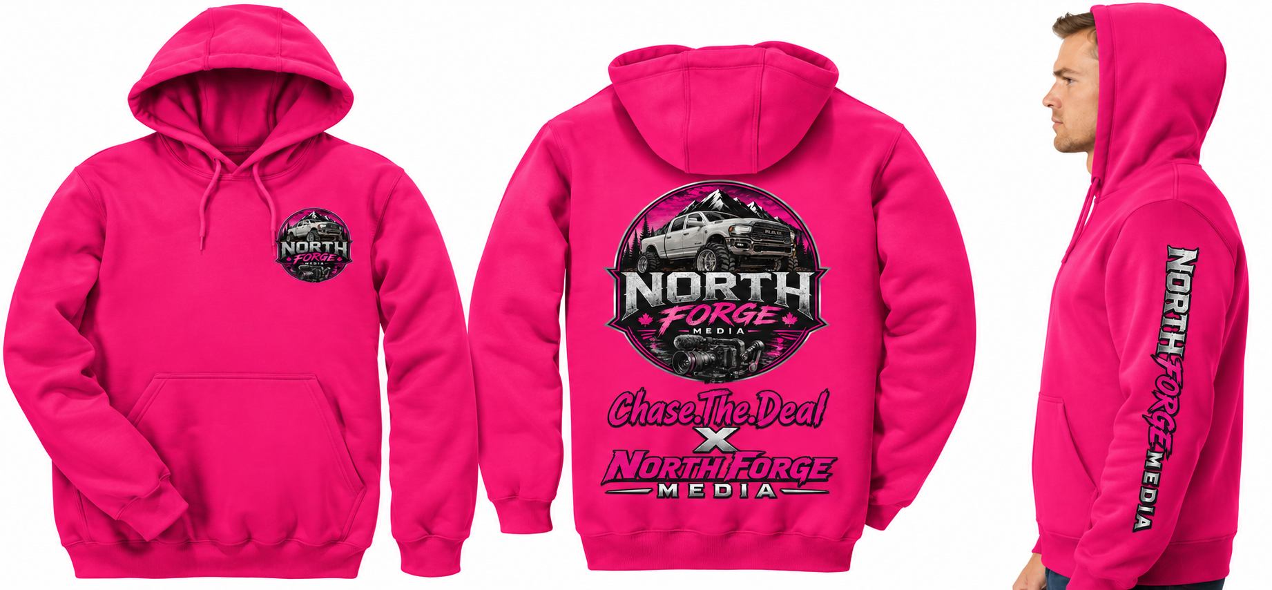Pink North Forge hoodie — front view