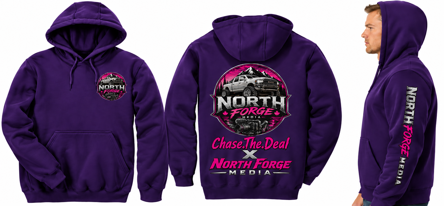 Purple North Forge hoodie — front view